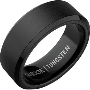 The Ridge Royal Black Beveled Ring Comfort Fit Wedding Band - 7 | Amazon.com