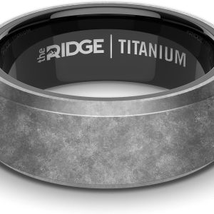 The Ridge Stonewashed Titanium Beveled Ring Comfort Fit Wedding Band - 7 | Amazon.com
